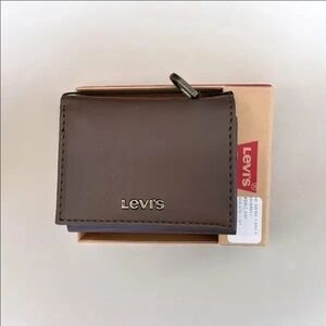 Levi's Brown Leather Money Clip Wallet with Logo
